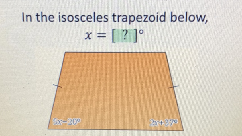 In the isosceles trapezoid below,