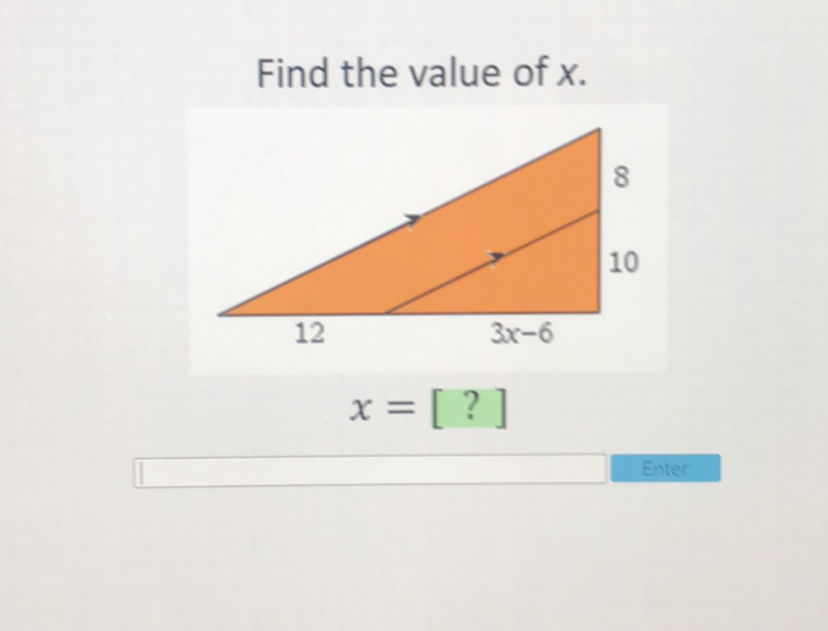 Find the value of \( x \).
\[
x=[?]
\]