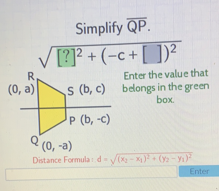 Simplify \( \overline{\mathrm{QP}} \).
Enter