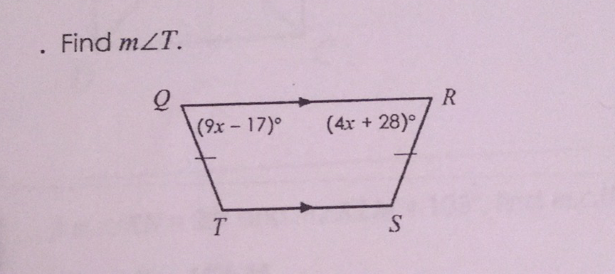 Find \( m \angle T \).