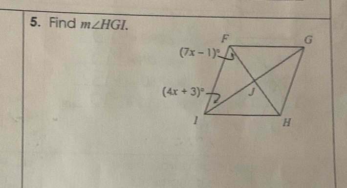 5. Find \( m \angle H G I . \)