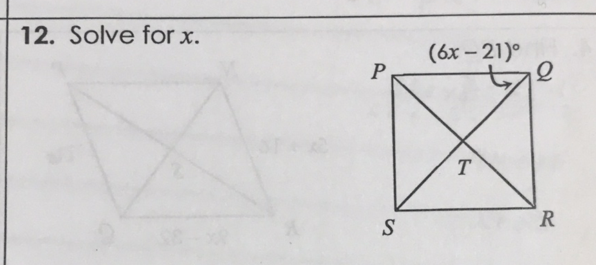 12. Solve for \( x \).