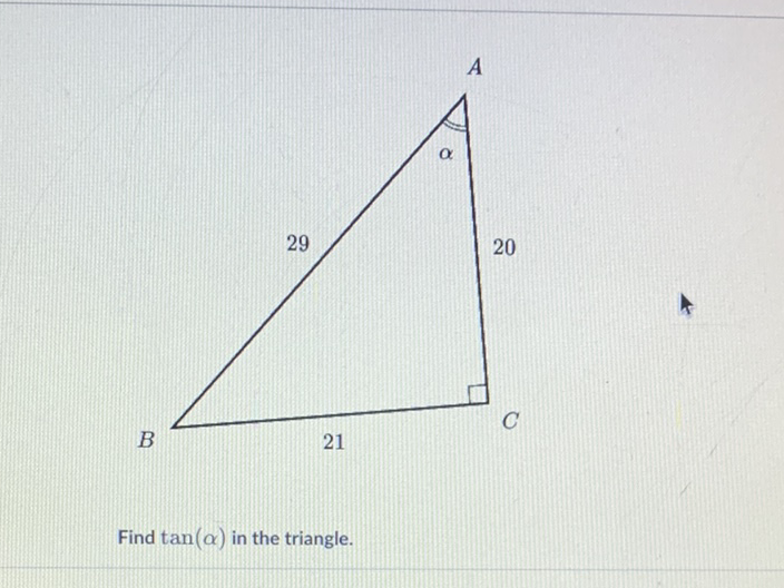 Find \( \tan (\alpha) \) in the triangle.