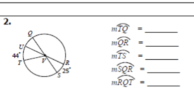 2. \( m T Q= \) \( m Q{Q R}= \) \( m T S= \) \( m S Q R= \) \( m R Q T= \)