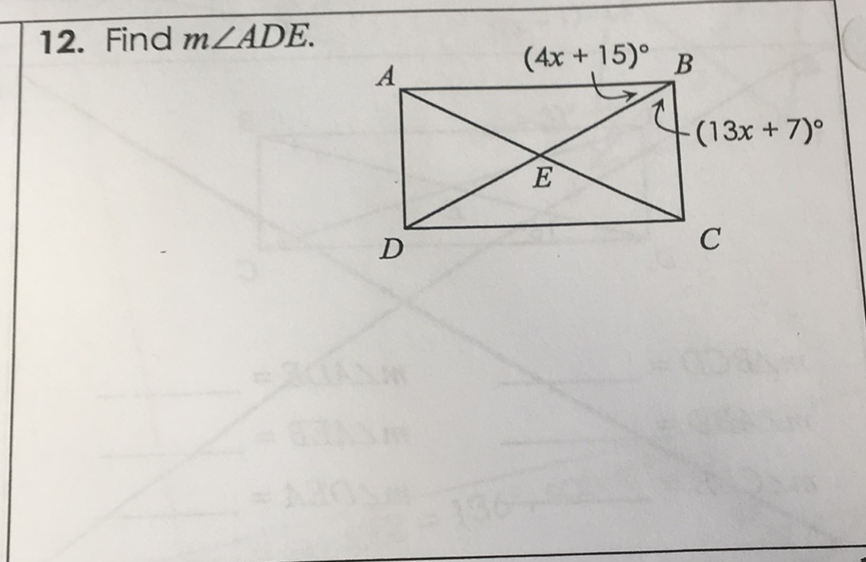 12. Find \( m \angle A D E \).