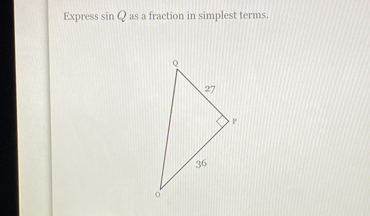 Express \( \sin Q \) as a fraction in simplest terms.