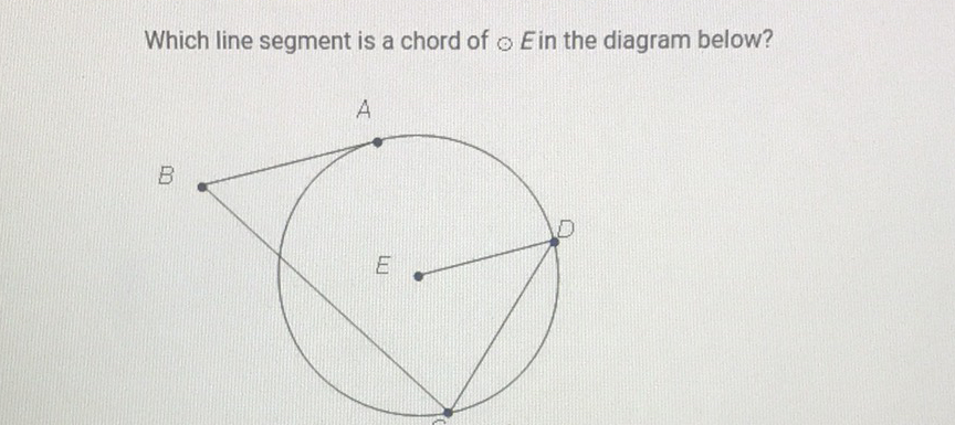 Which line segment is a chord of \( \varnothing E \) in the diagram below?