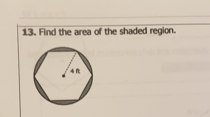 13. Find the area of the shaded region.