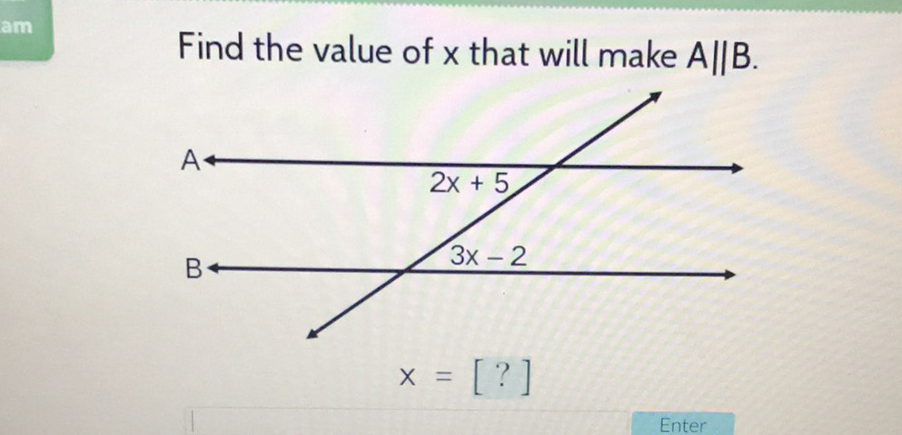 Find the value of \( x \) that will make \( A \| B \).