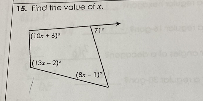 15. Find the value of \( x \).