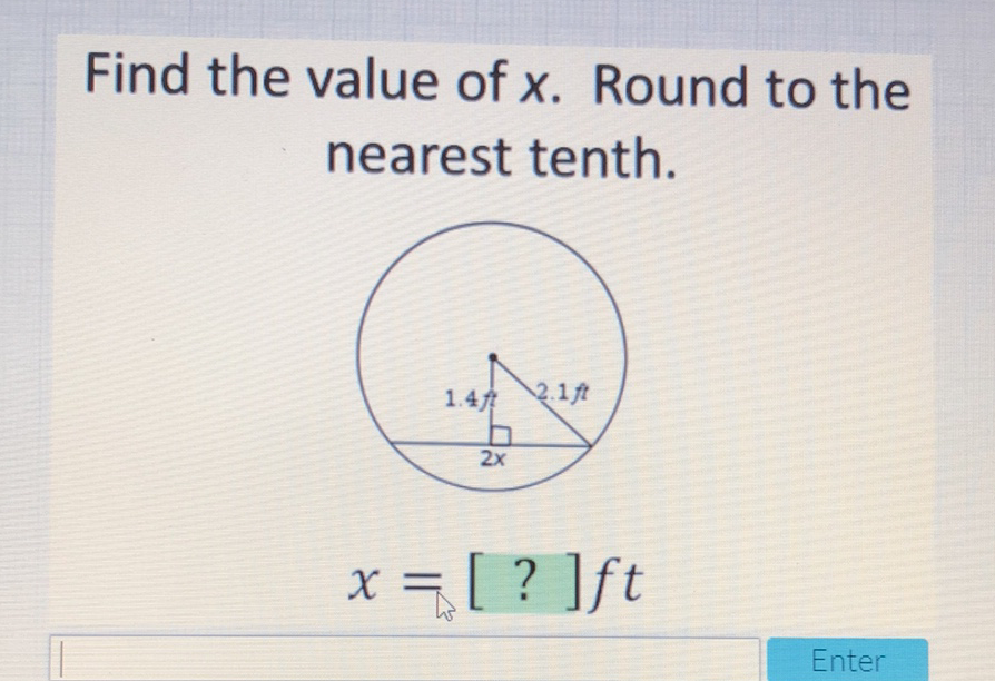 Find the value of \( x \). Round to the nearest tenth.