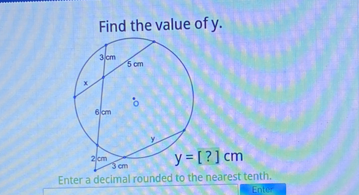 Find the value of \( y \).
Enter a decimal rounded to the nearest tenth.