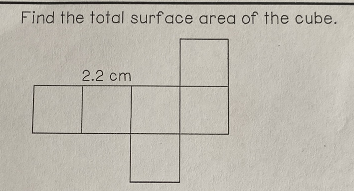 Find the total surface area of the cube.