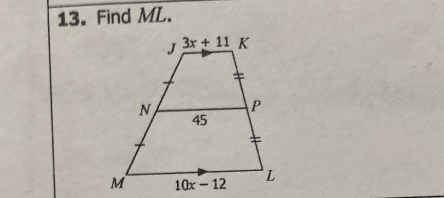 13. Find \( M L \).