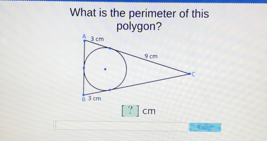 What is the perimeter of this polygon?
[?] cm