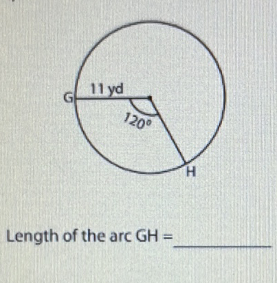 Length of the arc \( \mathrm{GH}= \)