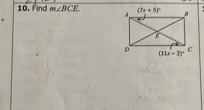 10. Find \( m \angle B C E \).