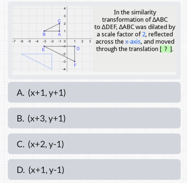 A. \( (x+1, y+1) \)
B. \( (x+3, y+1) \)
C. \( (x+2, y-1) \)
D. \( (x+1, y-1) \)