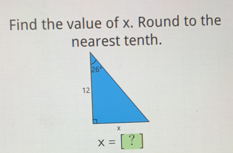 Find the value of \( x \). Round to the nearest tenth.