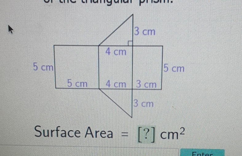 Surface Area \( =[?] \mathrm{cm}^{2} \)