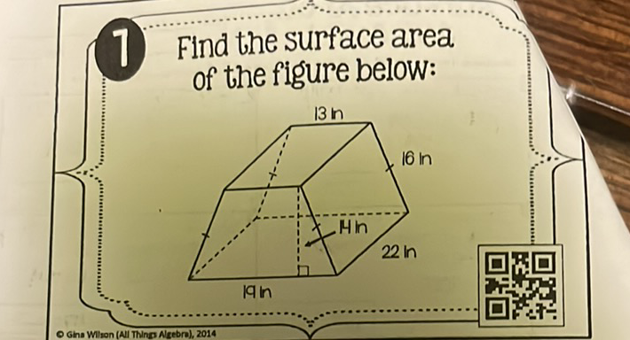 Find the surface area of the fídre below: