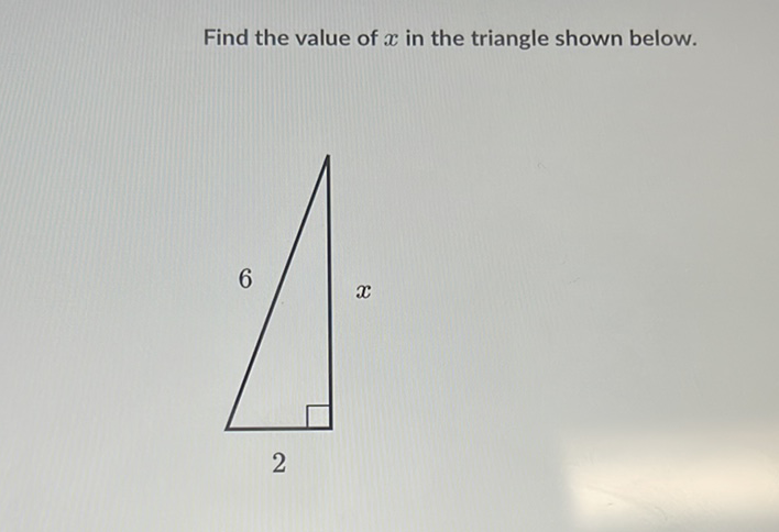 Find the value of \( x \) in the triangle shown below.