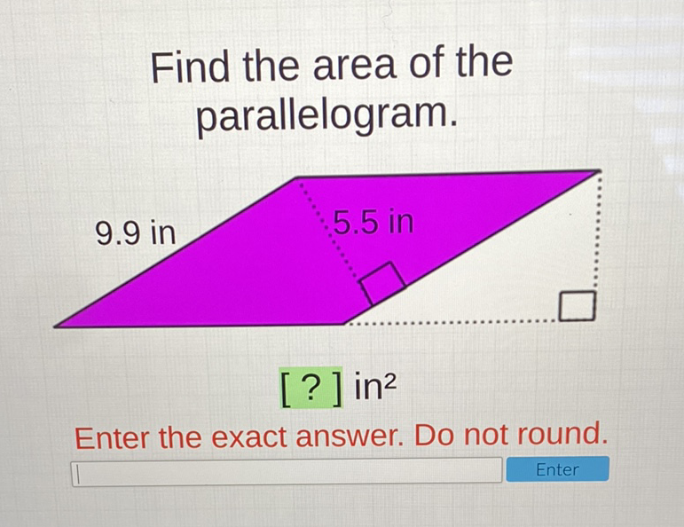 Find the area of the parallelogram.