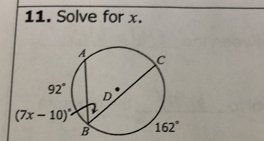 11. Solve for \( x \)