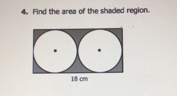 4. Find the area of the shaded region.
