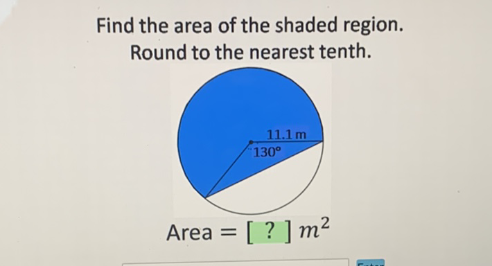 Find the area of the shaded region. Round to the nearest tenth.