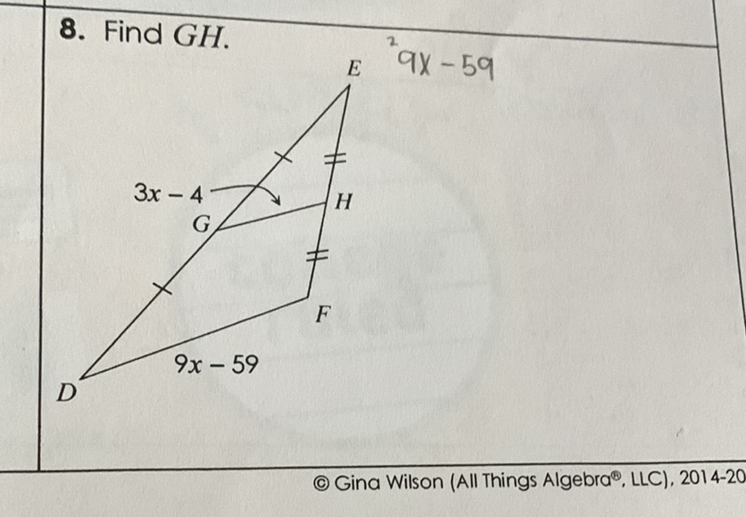 8. Find GH.
(C) Gina Wilson (All Things Algebra®, LLC), 2014-20