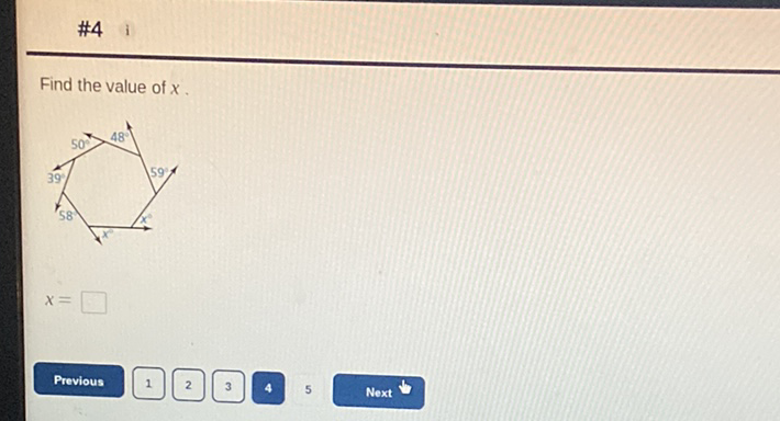 Find the value of \( x \).
\[
x=
\]