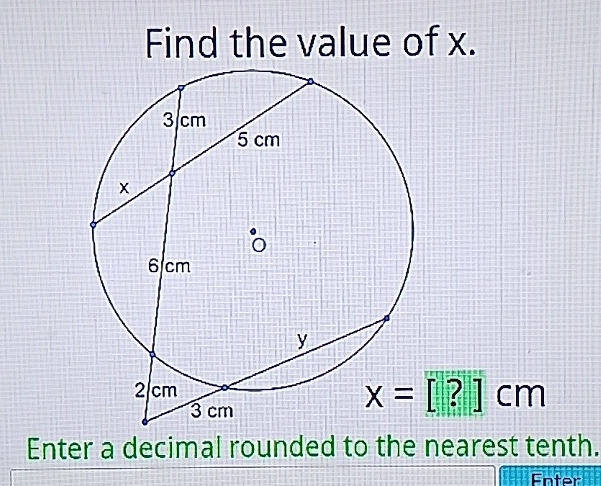 Find the value of \( x \).
Enter a decimal rounded to the nearest tenth.