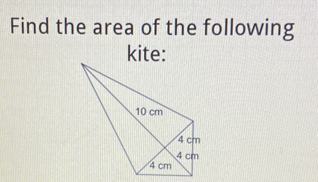 Find the area of the following kite: