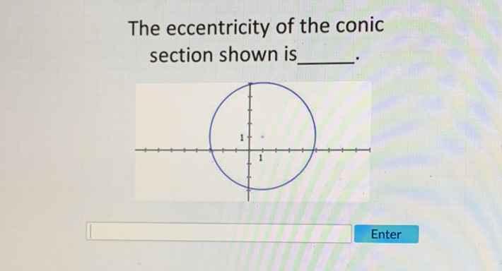 The eccentricity of the conic section shown is
Enter