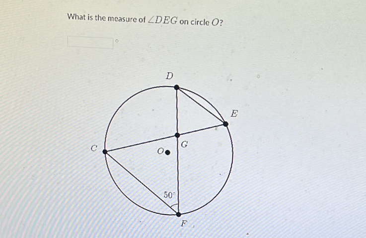 What is the measure of \( \angle D E G \) on circle \( O \) ?