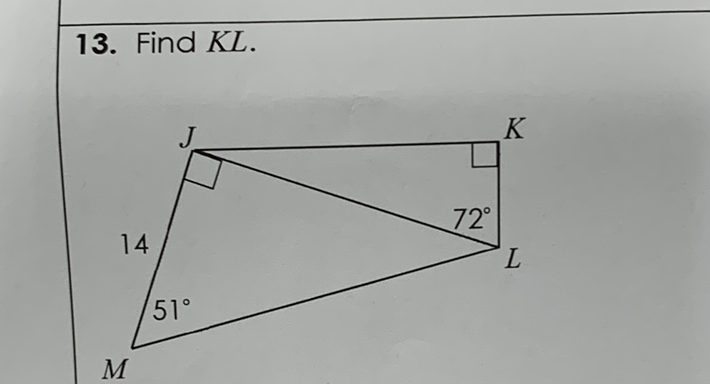 13. Find \( K L \).