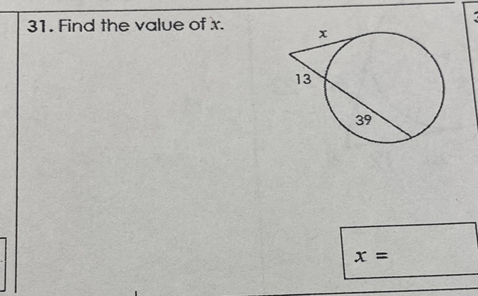 31. Find the value of \( x \)