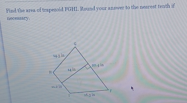 Find the area of trapezoid FGHI. Round your answer to the nearest tenth if necessary.