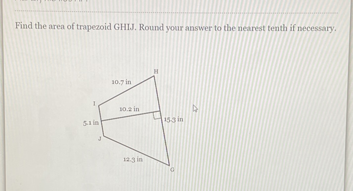 Find the area of trapezoid GHIJ. Round your answer to the nearest tenth if necessary.