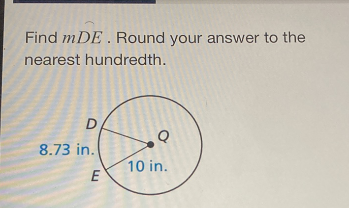 Find \( m D E \). Round your answer to the nearest hundredth.