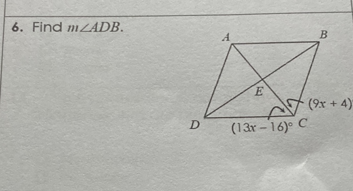 6. Find \( m \angle A D B \).