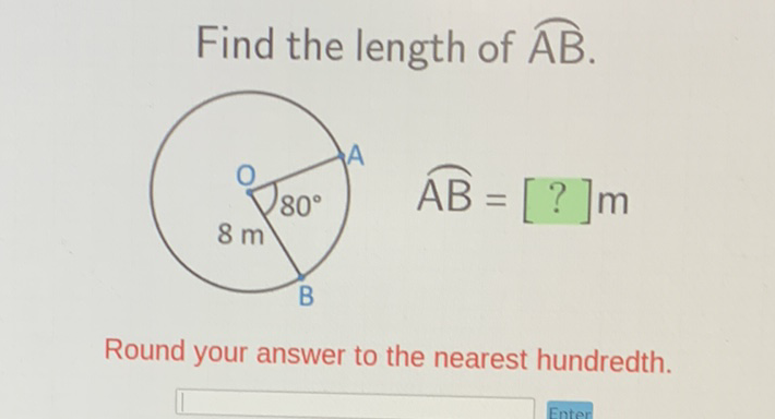 Find the length of \( \overparen{A B} \).
Round your answer to the nearest hundredth.