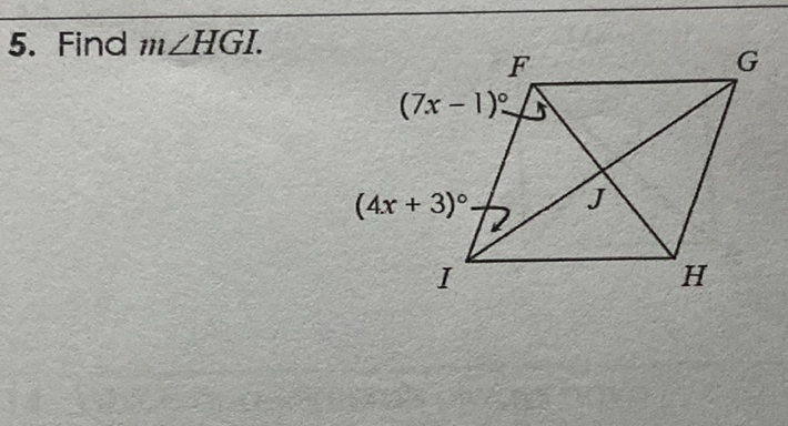 5. Find \( m \angle H G I \).