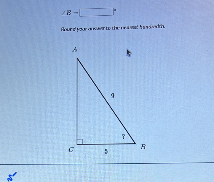 \[
\angle B=
\]
Round your answer to the nearest hundredth.