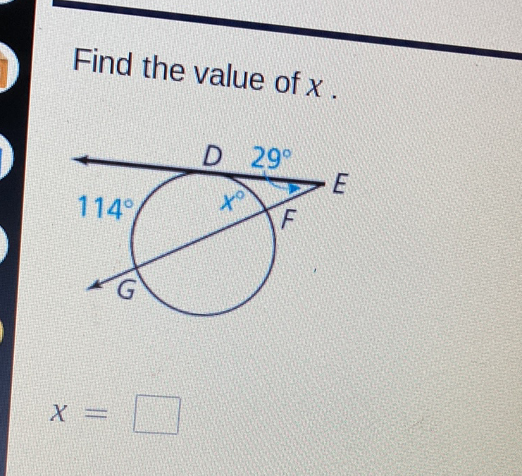 Find the value of \( x \).
\[
x=
\]