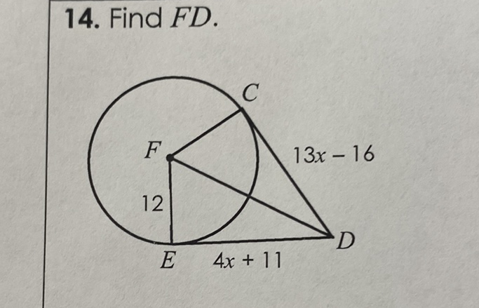 14. Find \( F D \).