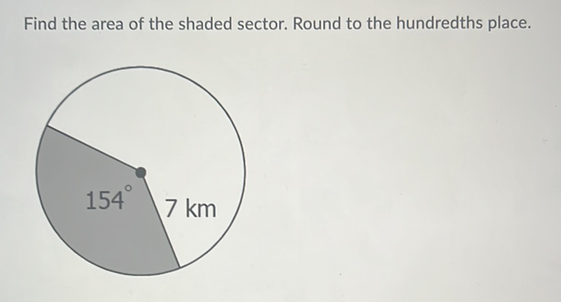 Find the area of the shaded sector. Round to the hundredths place.