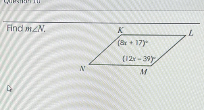 Find \( m \angle N \).