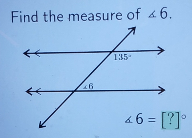 Find the measure of \( \angle 6 \).